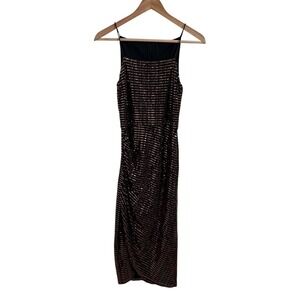Black & Bronze Sleeveless Sequin Dress Party Cocktail Bodycon Fitted‎ xs